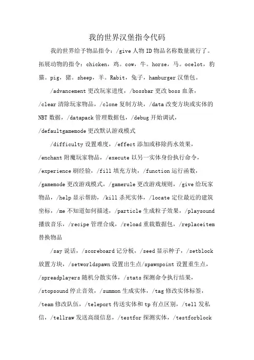 我的世界汉堡指令代码