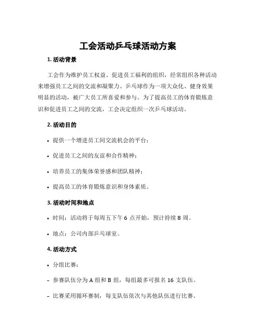 工会活动乒乓球活动方案