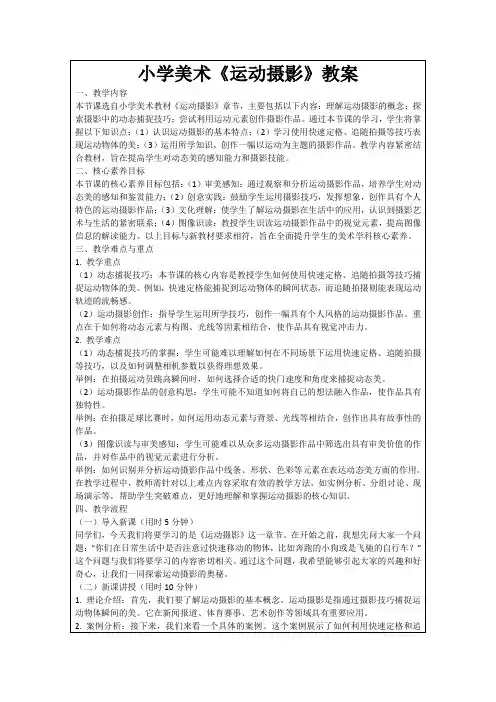 小学美术《运动摄影》教案