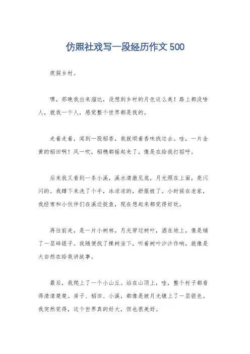 仿照社戏写一段经历作文500