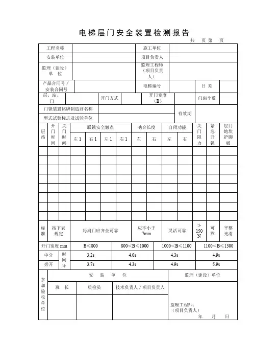 电梯层门安全装置检测报告