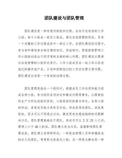 团队建设与团队管理