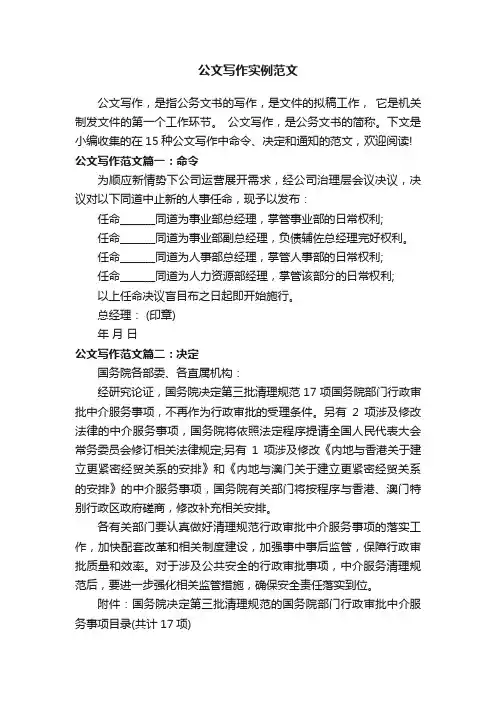 公文写作实例范文
