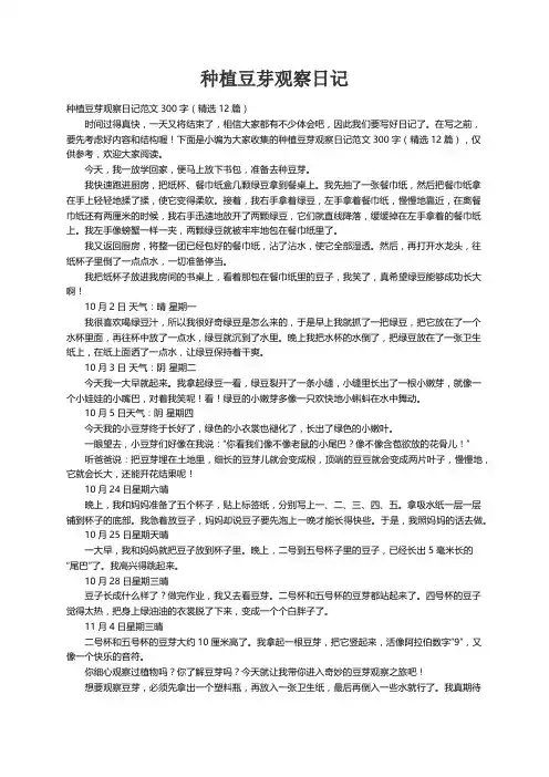种植豆芽观察日记范文300字（精选12篇）