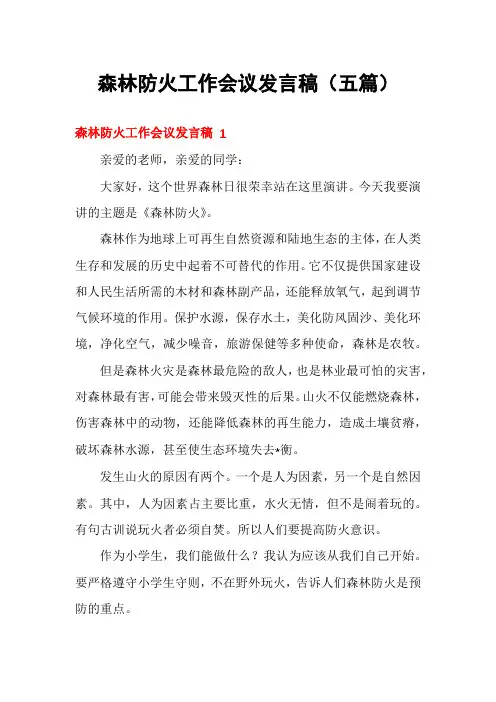 森林防火工作会议发言稿(五篇)