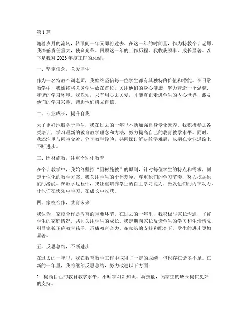 特教个训老师年度总结(3篇)