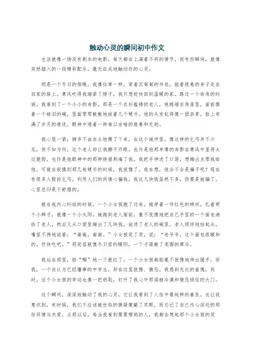 触动心灵的瞬间初中作文