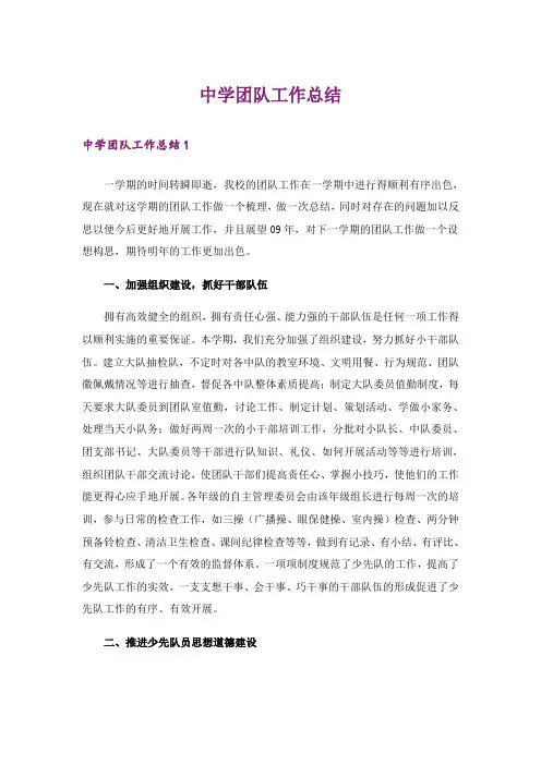 中学团队工作总结