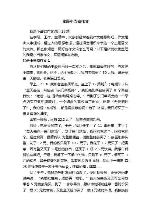 我是小当家作文