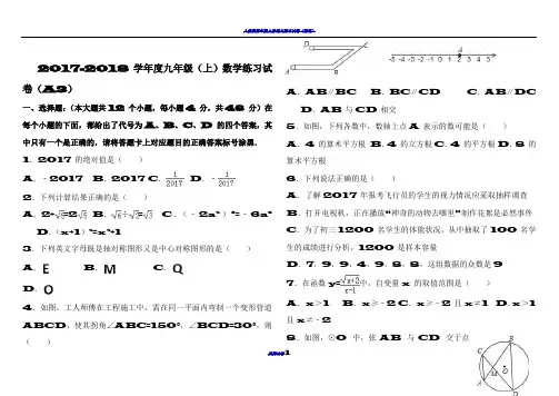 2017-2018学年度九年级(上)数学期末复习试卷