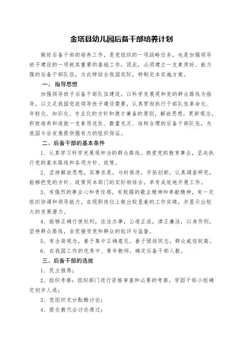 后备干部培养计划与措施