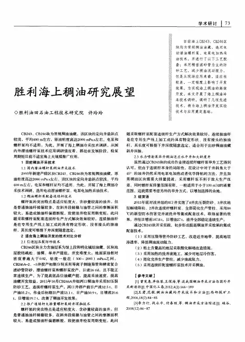 胜利海上稠油研究展望
