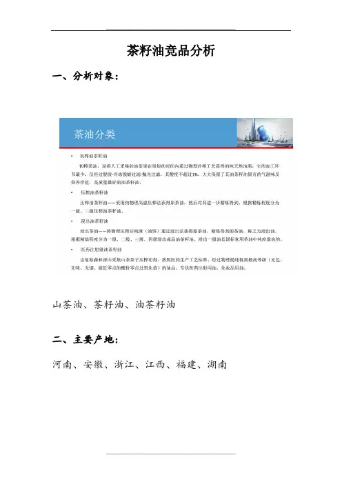 茶籽油竞品分析