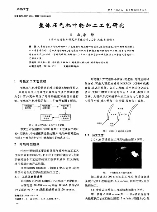 整体压气机叶轮加工工艺研究