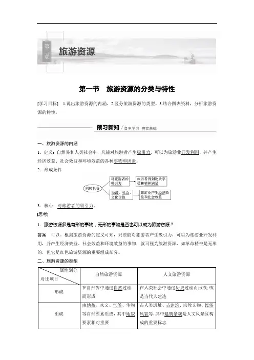 高中地理 人教版 选修3 第二章 第一节 旅游资源的分类与特性