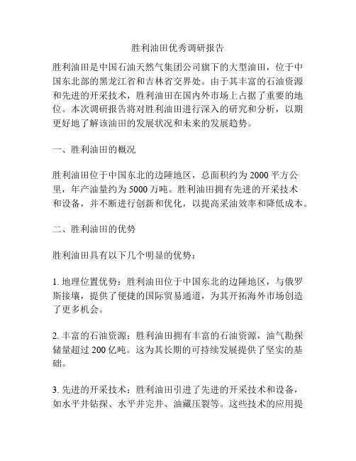 胜利油田优秀调研报告