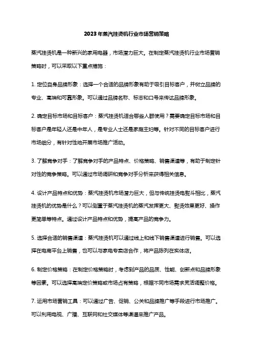 2023年蒸汽挂烫机行业市场营销策略