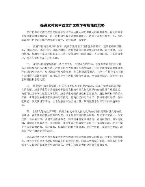 提高农村初中语文作文教学有效性的策略