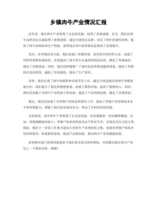 乡镇肉牛产业情况汇报
