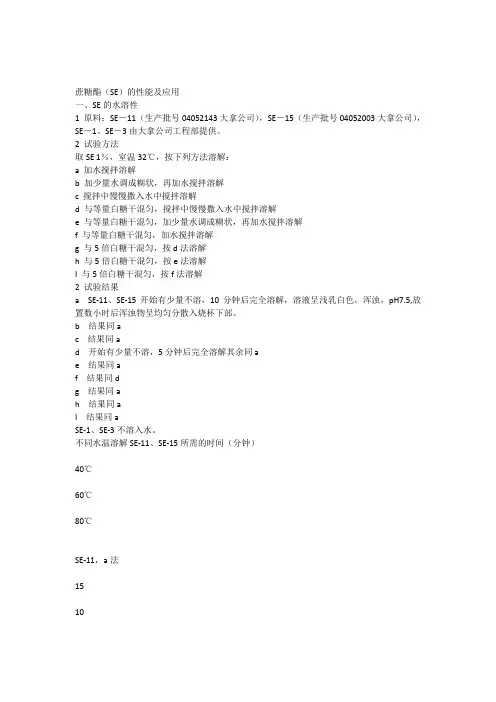蔗糖酯的应用