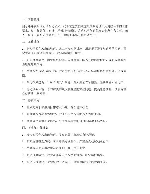 正风行动上半年工作总结