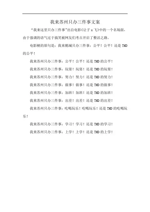 我来苏州只办三件事文案