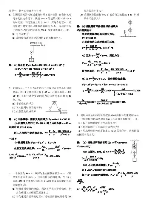 滑轮机械效率计算(含答案)