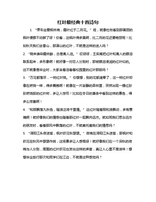 红叶最经典十首诗句