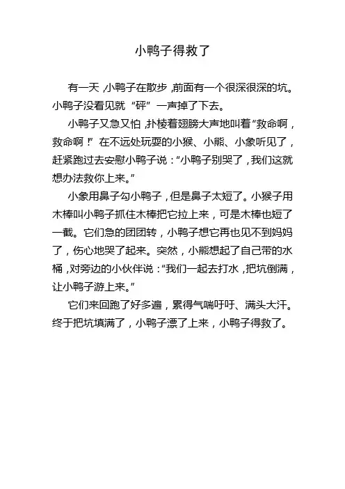 小鸭子得救了看图写话