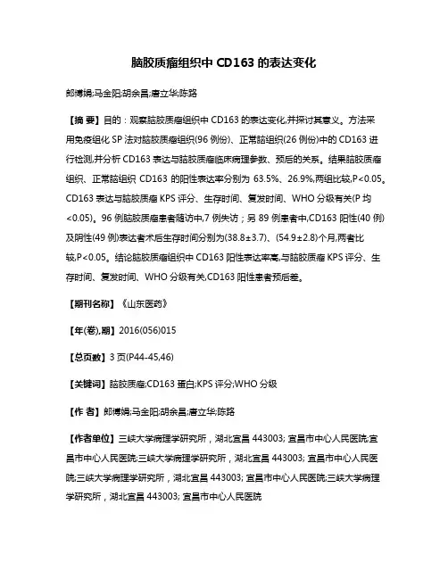 脑胶质瘤组织中CD163的表达变化