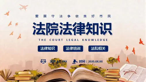 蓝色简约风法院相关知识普法宣传PPT讲座资料课件