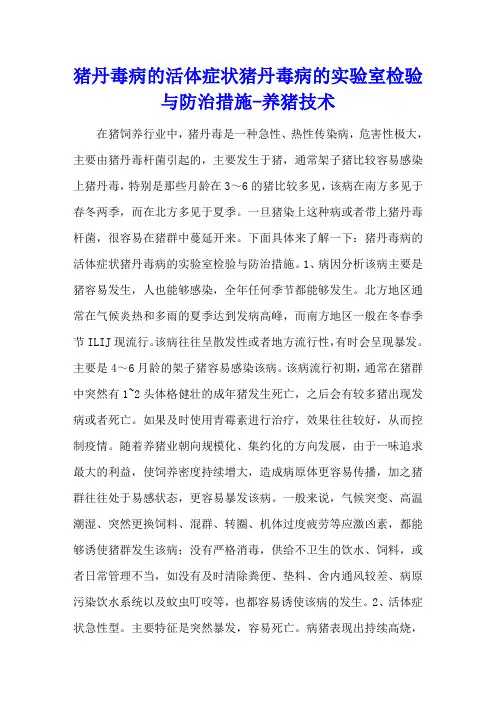 猪丹毒病的活体症状 猪丹毒病的实验室检验与防治措施 - 养猪技术