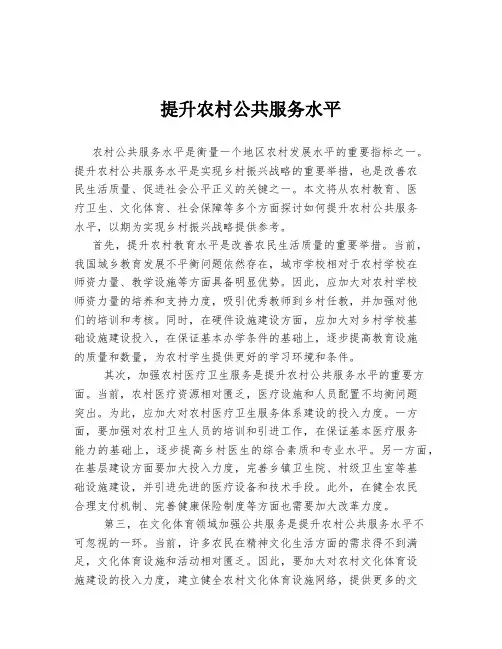 提升农村公共服务水平