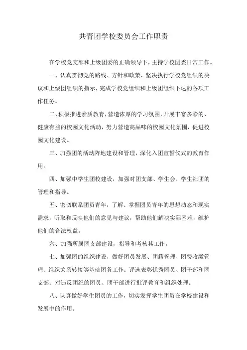 共青团学校委员会工作职责