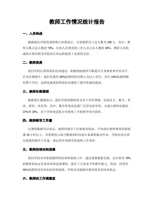 教师工作情况统计报告
