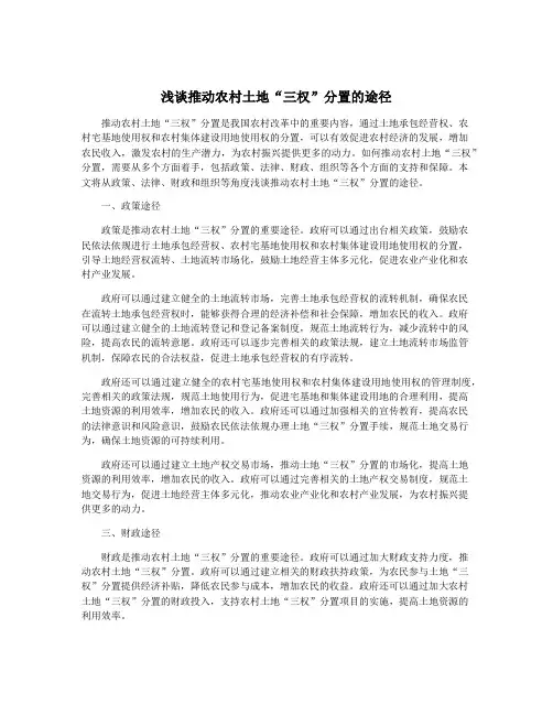 浅谈推动农村土地“三权”分置的途径