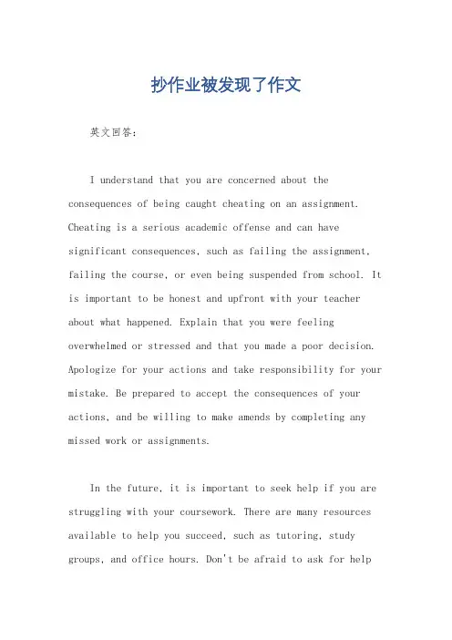 抄作业被发现了作文