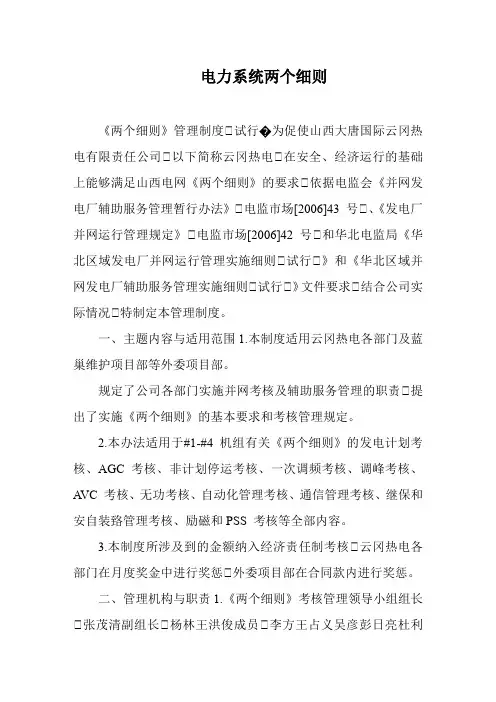 电力系统两个细则