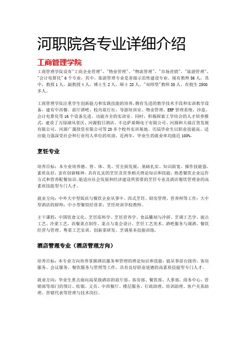 2012河职院各专业总介绍