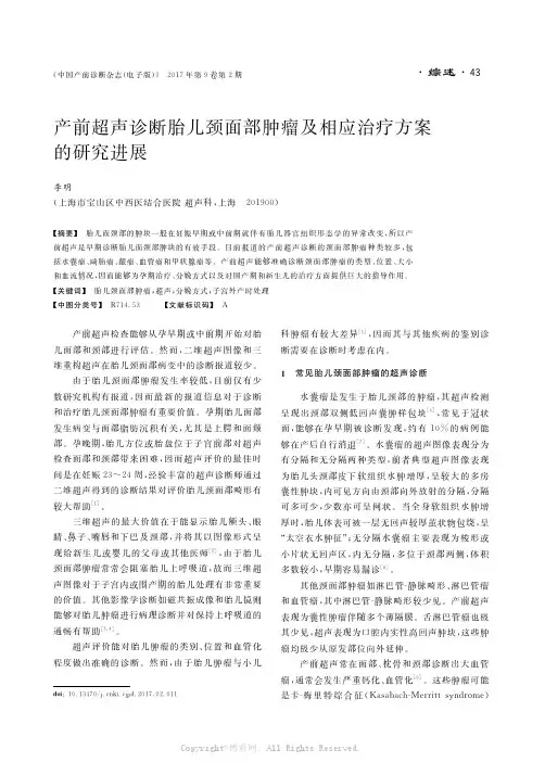 产前超声诊断胎儿颈面部肿瘤及相应治疗方案的研究进展