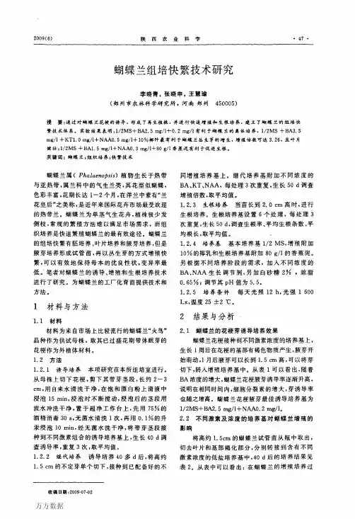 蝴蝶兰组培快繁技术研究(1)