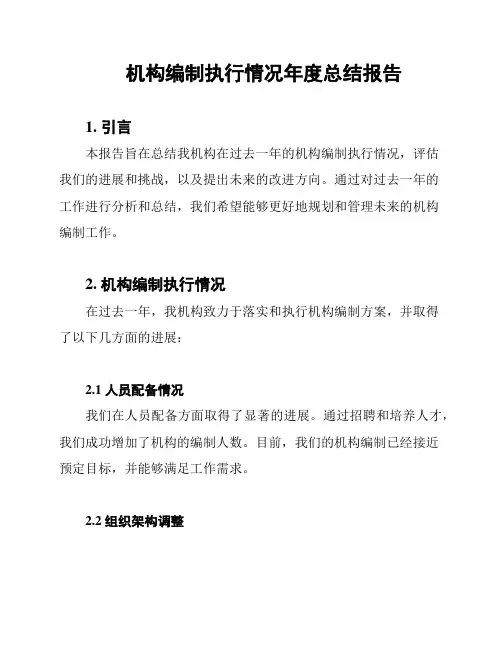 机构编制执行情况年度总结报告