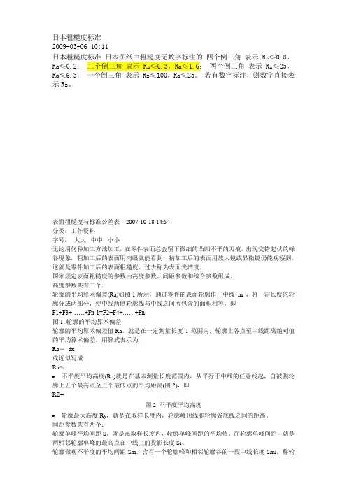 粗糙度标准