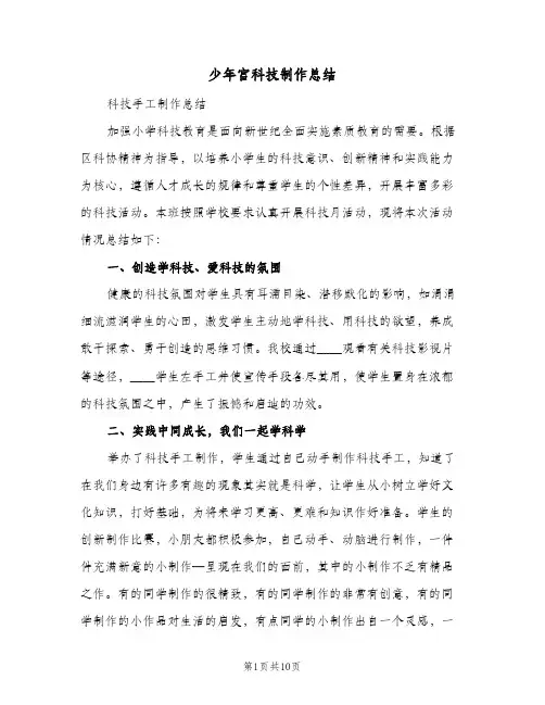 2024年少年宫科技制作总结（5篇）