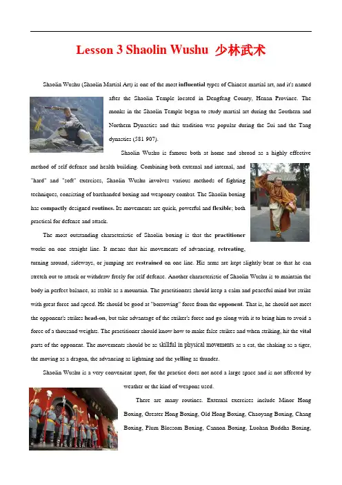 高考英语常考中国文化读写专练+素材积累 ：专题 16 中国文化读写专项：少林武术+中国书法