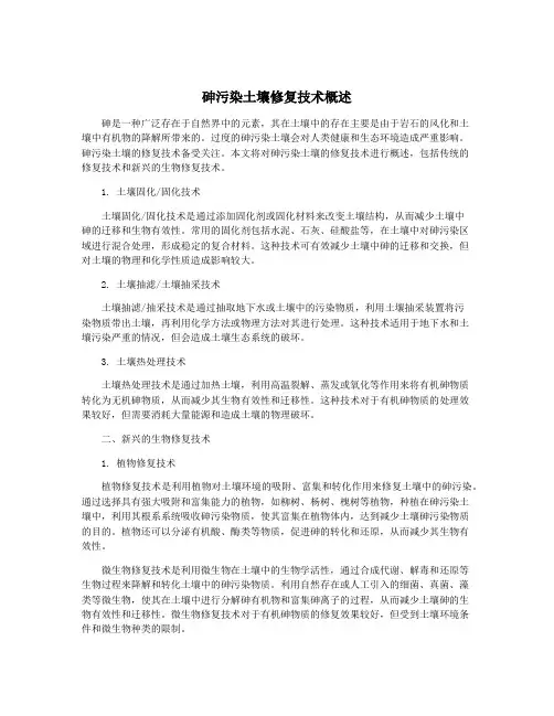 砷污染土壤修复技术概述
