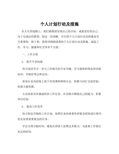 个人计划行动及措施
