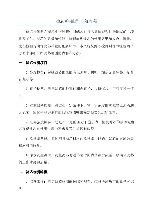 滤芯检测项目和流程