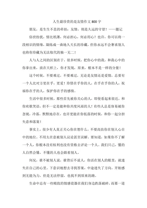 人生最珍贵的是友情作文800字