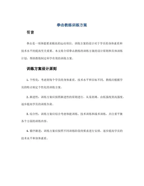 拳击教练训练方案